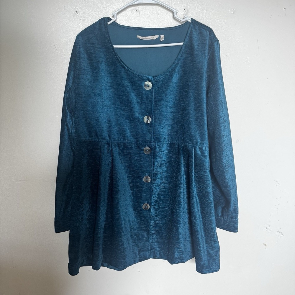 Soft Surroundings Womens Fiona Chenille Teal Tunic Size XL